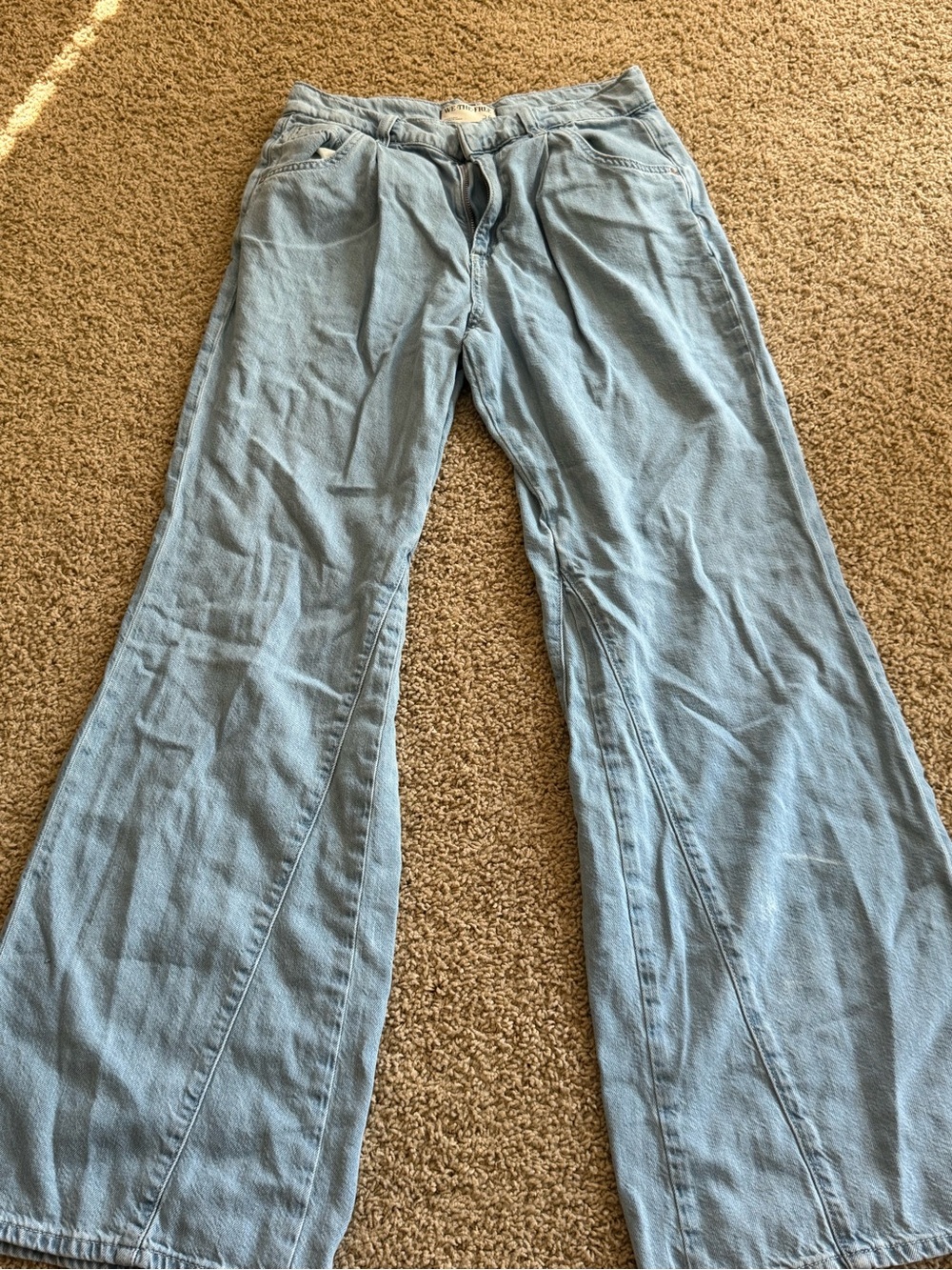 We The Free Light Blue High-Waist Wide Leg Jeans